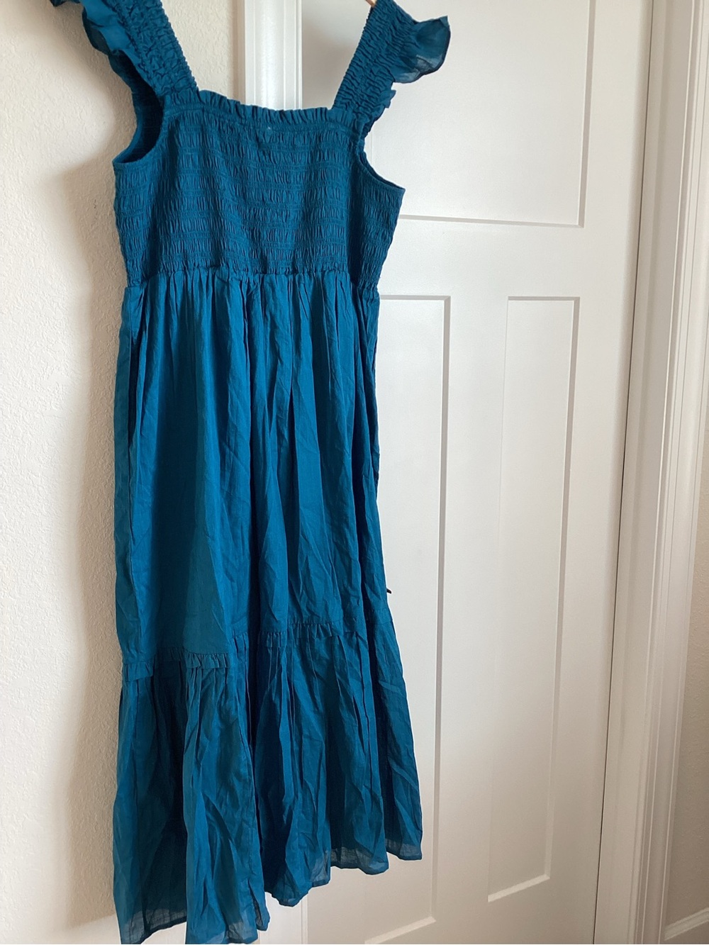 Anthropologie Peregrine Square-Neck Sleeveless Midi Dress New Large Indigo Blue - Picture 9 of 13